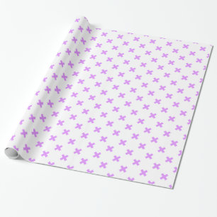 Lilac cross stitches on white wrapping paper