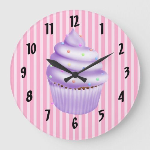 Lilac Cupcake Large Clock