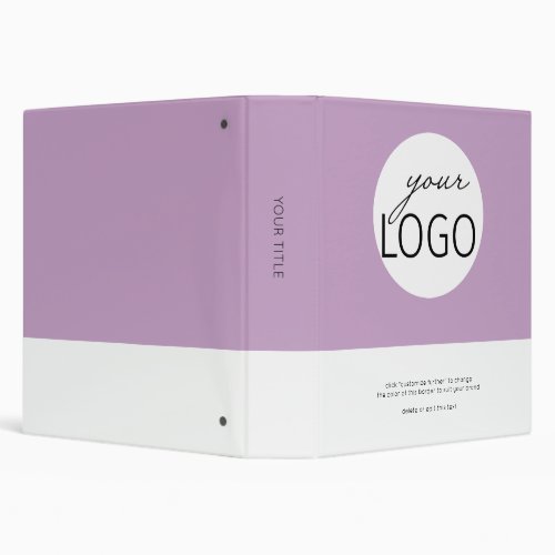 Lilac Custom Logo Company Brand Border and Title 3 Ring Binder