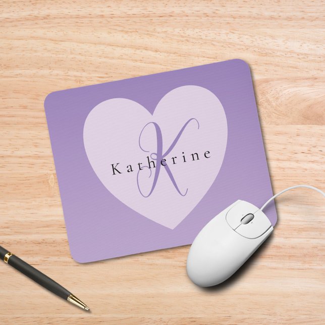 Lilac Custom Monogram Name  Mouse Pad (Creator Uploaded)