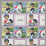 Lilac Custom Personalized Photo Collage Monogram Fabric