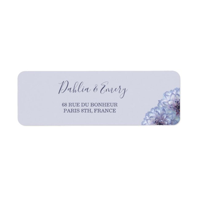 Lilac Dahlia Flowers Wedding Address Label (Front)
