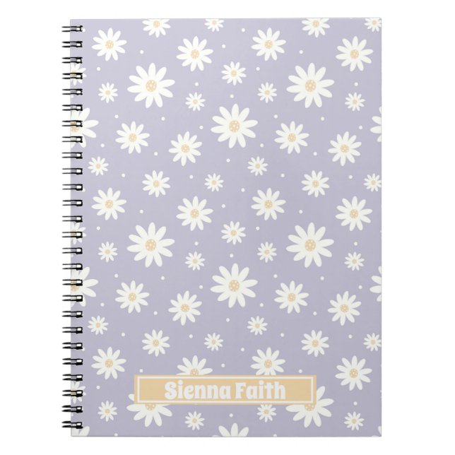 Lilac Daisy Floral Custom Notebook  (Front)