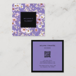 Lilac Daisy Modern Trendy Flower Florist Square Business Card