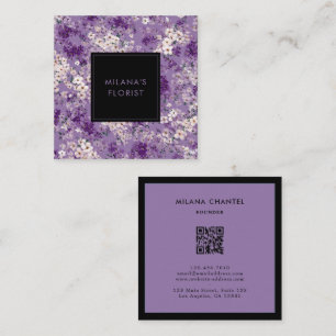 Lilac Daisy Modern Trendy Flower Florist Square Business Card