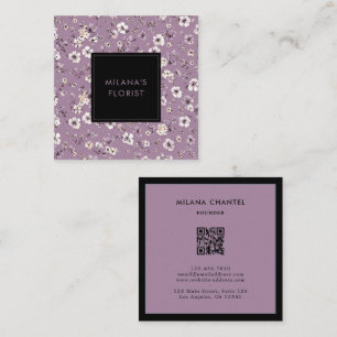 Lilac Daisy Modern Trendy Flower Florist Square Business Card
