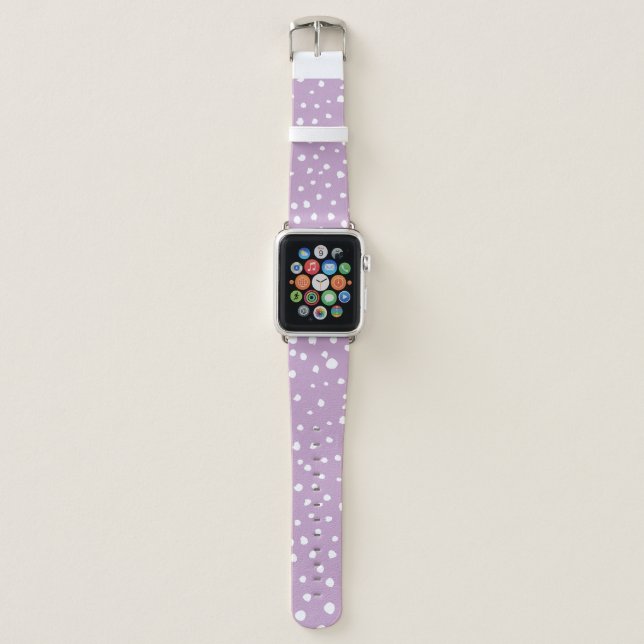 Lilac Dalmatian Spots, Dalmatian Dots, Dotted Apple Watch Band (Front)