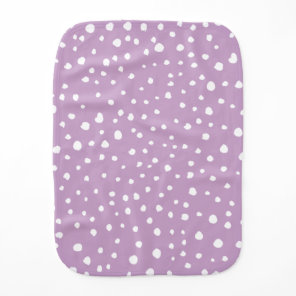 Lilac Dalmatian Spots, Dalmatian Dots, Dotted Baby Burp Cloth