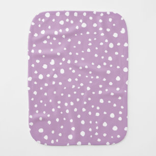 Lilac Dalmatian Spots, Dalmatian Dots, Dotted Baby Burp Cloth