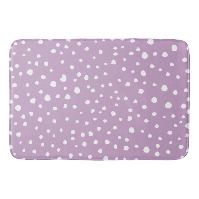 Lilac Dalmatian Spots, Dalmatian Dots, Dotted Bath Mat (Front)