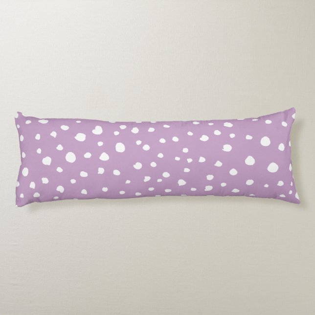 Lilac Dalmatian Spots, Dalmatian Dots, Dotted Body Pillow (Back)
