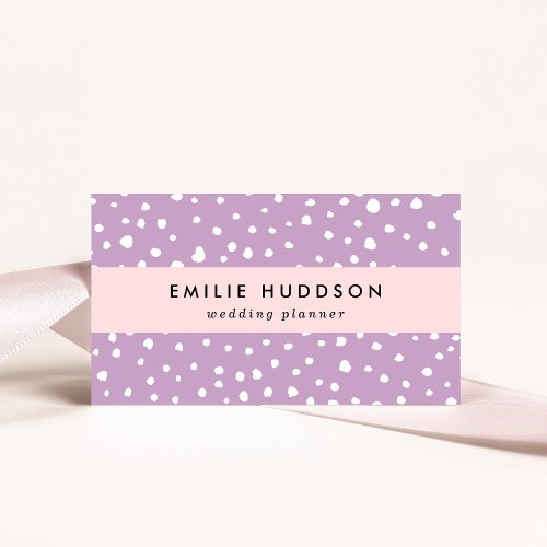 Lilac Dalmatian Spots Dalmatian Dots Dotted Business Card