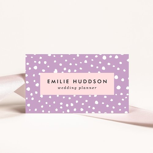 Lilac Dalmatian Spots Dalmatian Dots Dotted Business Card