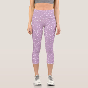 Lilac Dalmatian Spots, Dalmatian Dots, Dotted Capri Leggings