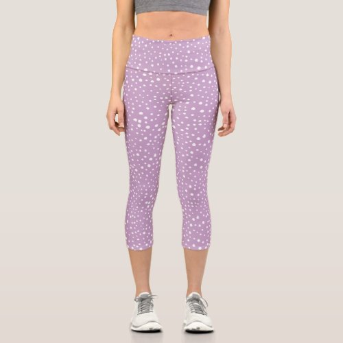 Lilac Dalmatian Spots Dalmatian Dots Dotted Capri Leggings