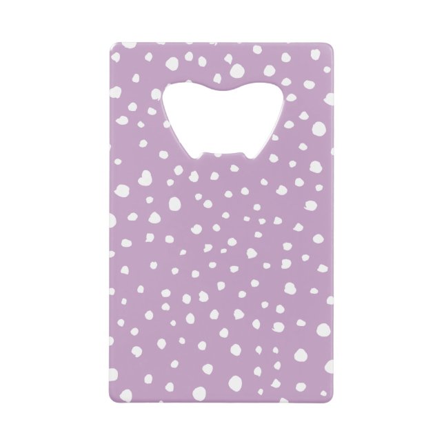 Lilac Dalmatian Spots, Dalmatian Dots, Dotted Credit Card Bottle Opener (Front)