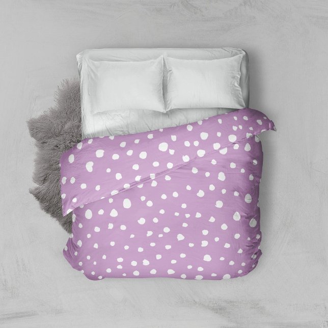 Lilac Dalmatian Spots, Dalmatian Dots, Dotted Duvet Cover (Creator Uploaded)