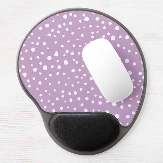 Lilac Dalmatian Spots, Dalmatian Dots, Dotted Gel Mouse Pad (Left Side)