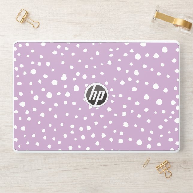 Lilac Dalmatian Spots, Dalmatian Dots, Dotted HP Laptop Skin (Desk)