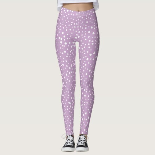 Lilac Dalmatian Spots Dalmatian Dots Dotted Leggings