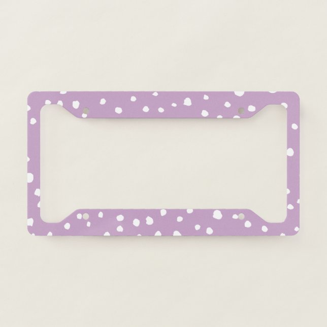 Lilac Dalmatian Spots, Dalmatian Dots, Dotted License Plate Frame (Front)