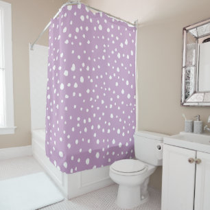 Lilac Dalmatian Spots, Dalmatian Dots, Dotted Shower Curtain