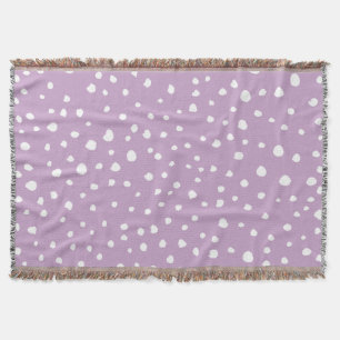 Lilac Dalmatian Spots, Dalmatian Dots, Dotted Throw Blanket