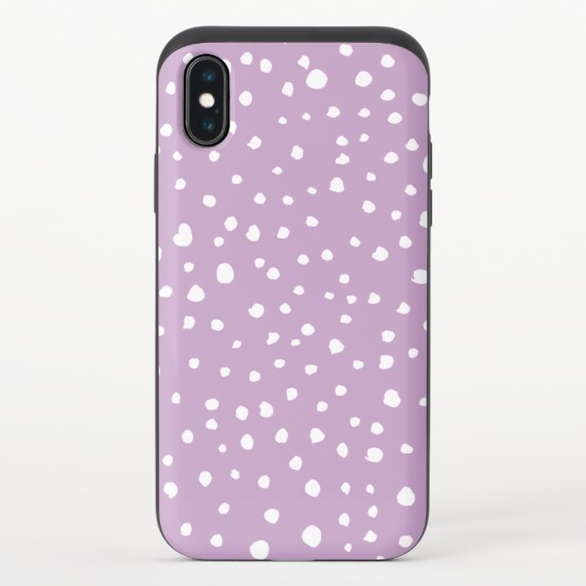 Lilac Dalmatian Spots, Dalmatian Dots, Dotted Uncommon iPhone Case (Back)