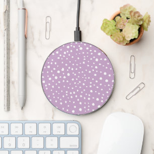 Lilac Dalmatian Spots, Dalmatian Dots, Dotted Wireless Charger