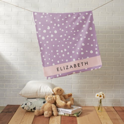 Lilac Dalmatian Spots Dalmatian Dots Your Name Baby Blanket