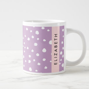 Lilac Dalmatian Spots, Dalmatian Dots, Your Name Giant Coffee Mug