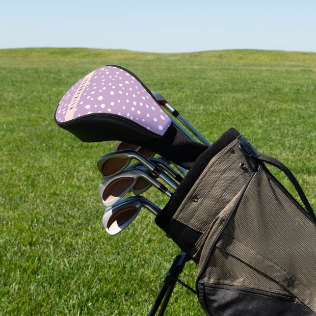 Lilac Dalmatian Spots, Dalmatian Dots, Your Name Golf Head Cover (In Situ)