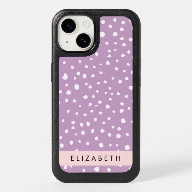 Lilac Dalmatian Spots, Dalmatian Dots, Your Name Otterbox iPhone Case (Back)