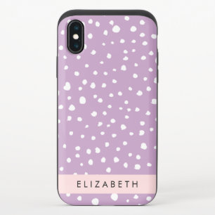 Lilac Dalmatian Spots, Dalmatian Dots, Your Name iPhone X Slider Case