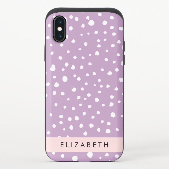 Lilac Dalmatian Spots, Dalmatian Dots, Your Name Uncommon iPhone Case (Back)
