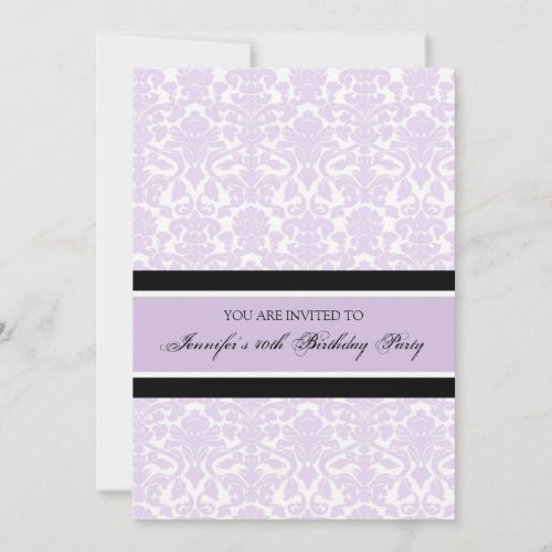 Lilac Damask 40th Birthday Party Invitations