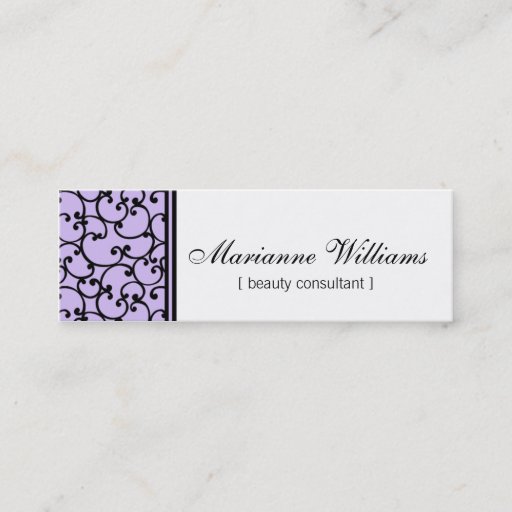 Customizable Lilac Damask Beauty Micro Mini Business Cards