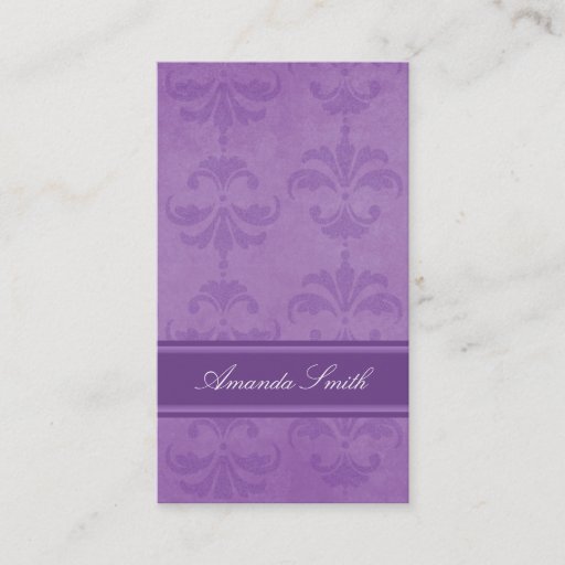 Customizable Lilac Damask Business Card