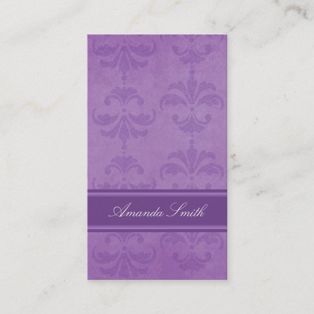 Lilac Damask Business Card (Front)