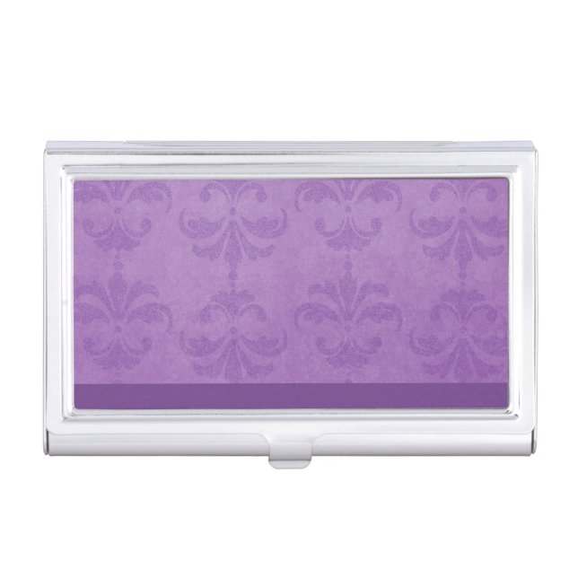 Lilac Damask Business Card Case (Front)
