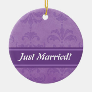 Lilac Damask Ceramic Ornament