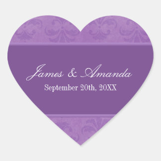 Lilac Damask Heart Sticker