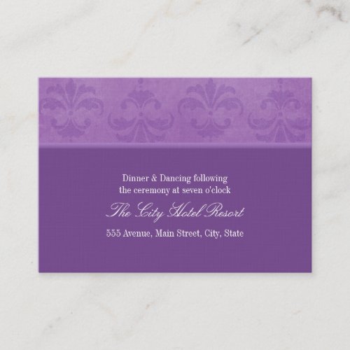 Lilac Damask Reception Enclosure Business Card Template