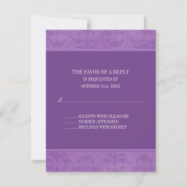 Lilac Damask RSVP (Front)