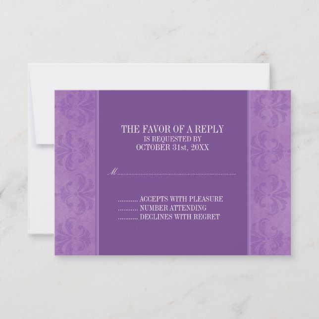 Lilac Damask RSVP Card (Front)