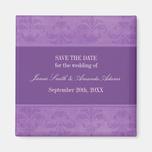 Lilac Damask Save The Date Magnet (Front)