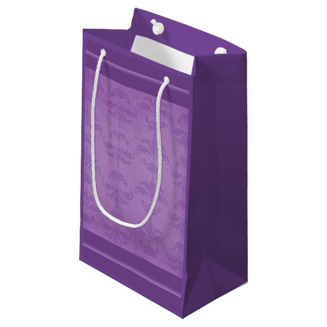 Lilac Damask Small Gift Bag (Front Angled)