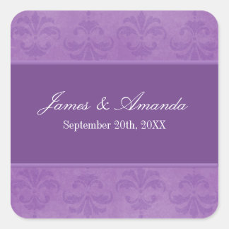 Lilac Damask Square Sticker