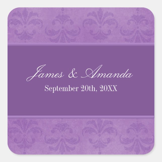 Lilac Damask Square Sticker (Front)
