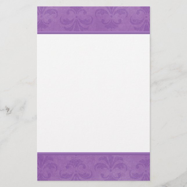 Lilac Damask Stationery (Front)